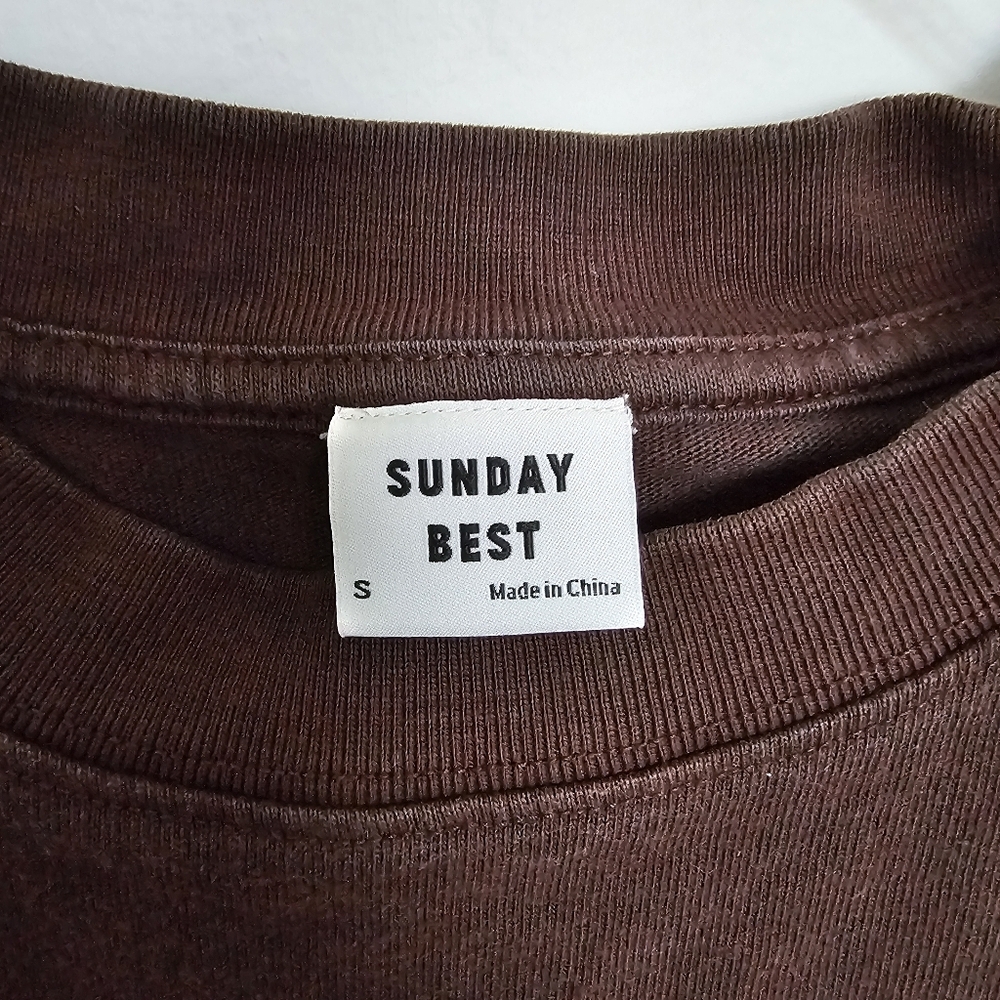 Sunday Best Aritzia Brown crop tee COWBOY Small baby tee - Picture 3 of 6